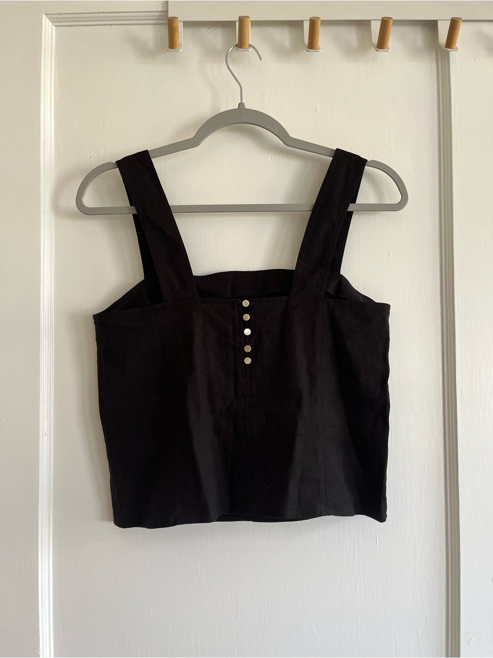 Vince Black Linen Square-Neck Crop Tank